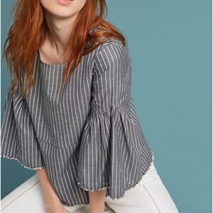 Anthropologie Dolan Left Coast Striped Bell Sleeve Top Blouse Women’s L